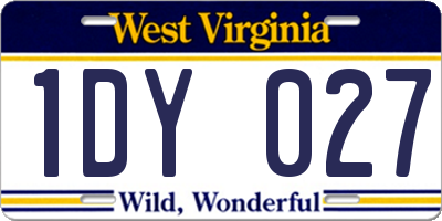 WV license plate 1DY027