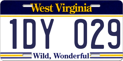 WV license plate 1DY029