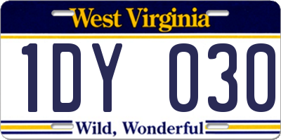 WV license plate 1DY030