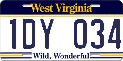 WV license plate 1DY034