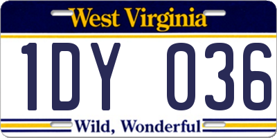 WV license plate 1DY036