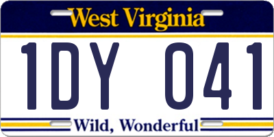 WV license plate 1DY041