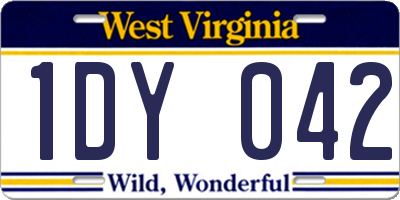 WV license plate 1DY042