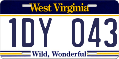 WV license plate 1DY043
