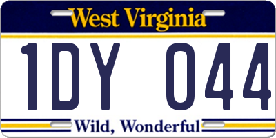WV license plate 1DY044