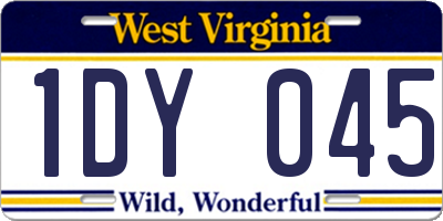 WV license plate 1DY045