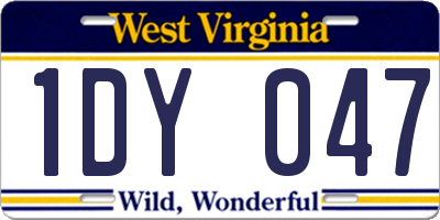WV license plate 1DY047