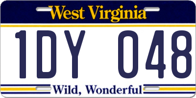 WV license plate 1DY048