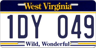 WV license plate 1DY049