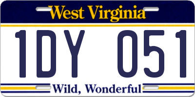 WV license plate 1DY051