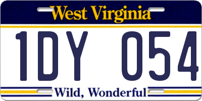 WV license plate 1DY054