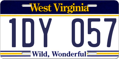 WV license plate 1DY057
