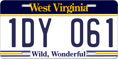 WV license plate 1DY061