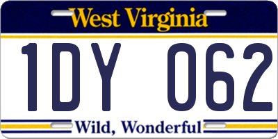 WV license plate 1DY062