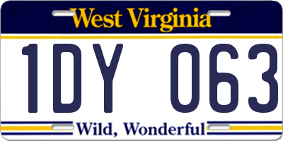 WV license plate 1DY063