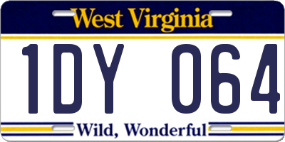 WV license plate 1DY064