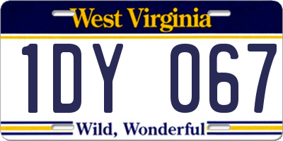 WV license plate 1DY067