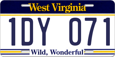 WV license plate 1DY071