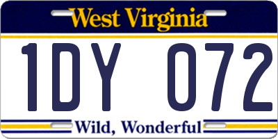 WV license plate 1DY072