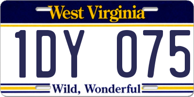 WV license plate 1DY075