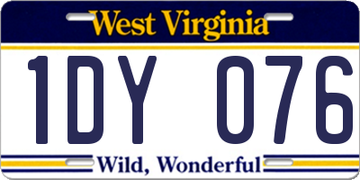 WV license plate 1DY076