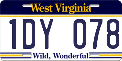 WV license plate 1DY078