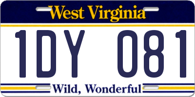 WV license plate 1DY081