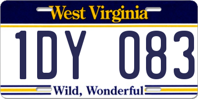 WV license plate 1DY083
