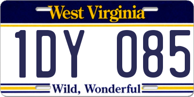 WV license plate 1DY085
