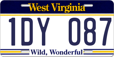 WV license plate 1DY087