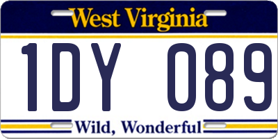 WV license plate 1DY089