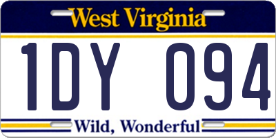 WV license plate 1DY094