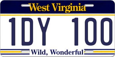 WV license plate 1DY100
