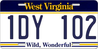 WV license plate 1DY102