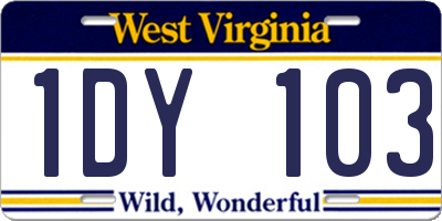 WV license plate 1DY103