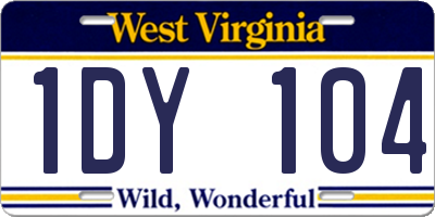 WV license plate 1DY104