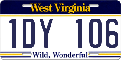 WV license plate 1DY106