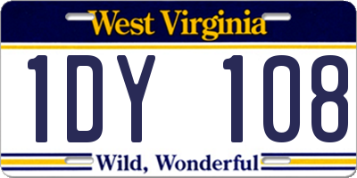 WV license plate 1DY108