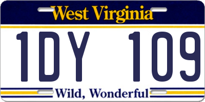 WV license plate 1DY109