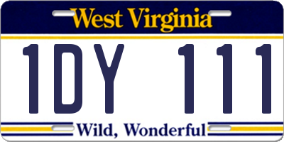 WV license plate 1DY111