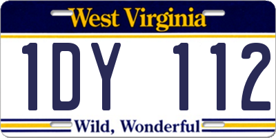WV license plate 1DY112