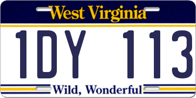WV license plate 1DY113