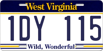 WV license plate 1DY115