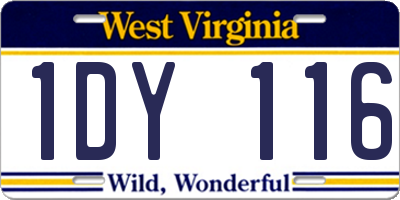 WV license plate 1DY116