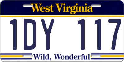 WV license plate 1DY117