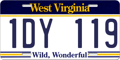 WV license plate 1DY119