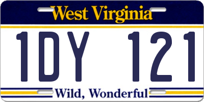 WV license plate 1DY121
