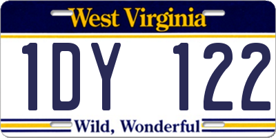 WV license plate 1DY122