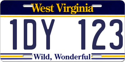 WV license plate 1DY123