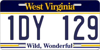 WV license plate 1DY129